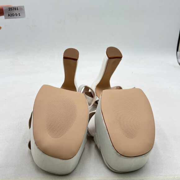 ASPIRYNA White Crossed Strap Open Toe Platform Ankle Strap Buckle Dance Sandal - Picture 7 of 8